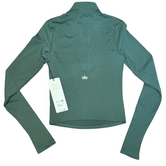 NWT Alo Yoga SoftSculpt Precision ¼ Zip Long Sleeve 🌿 XS Clover Green Sold Out - Picture 2 of 4